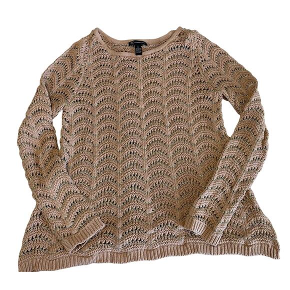INC International Concepts Sweater Womens XL Pink w Gold Trim Crocheted Sweater - Picture 1 of 11